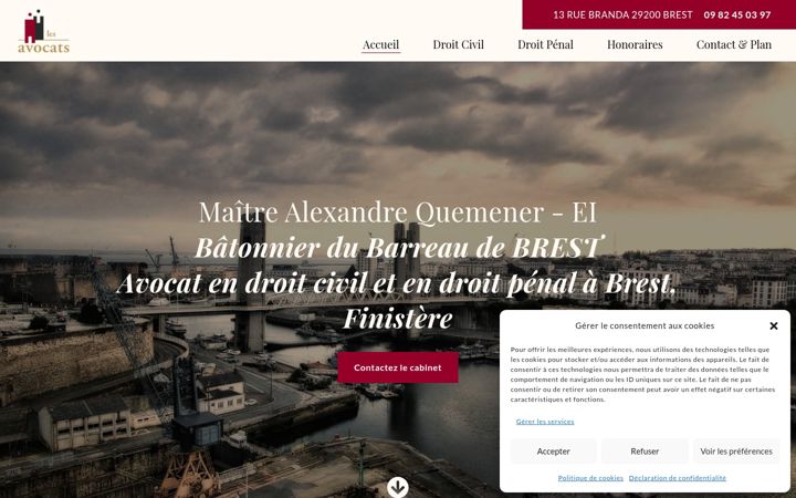 Kuvakaappaus sivustosta avocat-quemener.fr