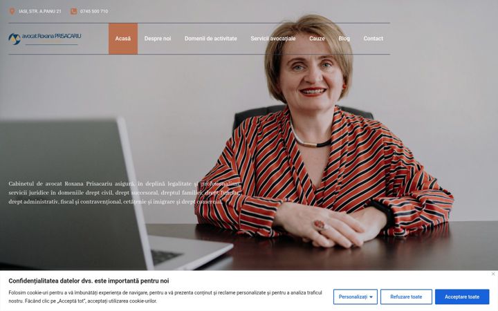 Ekrānuzņēmums no avocatprisacariu.ro