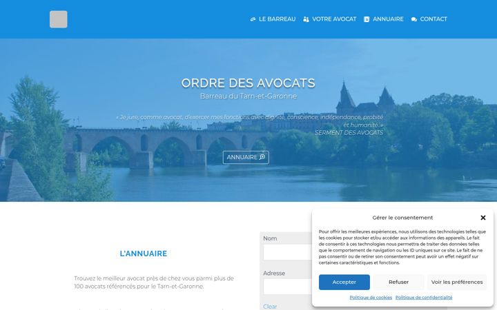 Kuvakaappaus sivustosta avocats-tarnetgaronne.fr