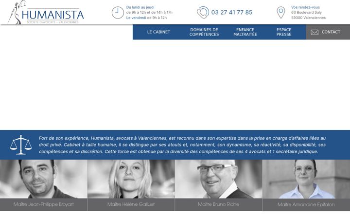 Kuvakaappaus sivustosta avocats-valenciennes-humanista.fr
