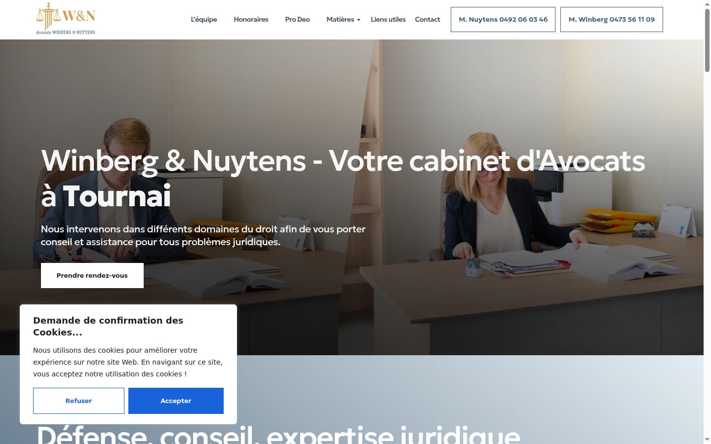 Capture d'écran de la bannière de consentement affichée avant toute interaction