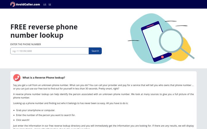 Screenshot of avoidcaller.com