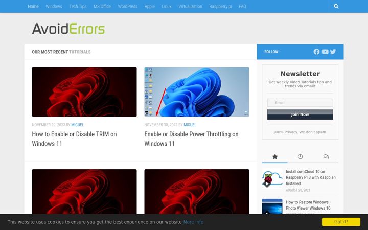 Screenshot of avoiderrors.com