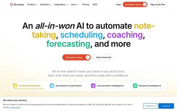 Screenshot of avoma.com