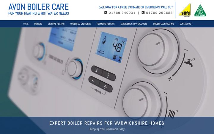 Snímek obrazovky avonboilercare.co.uk