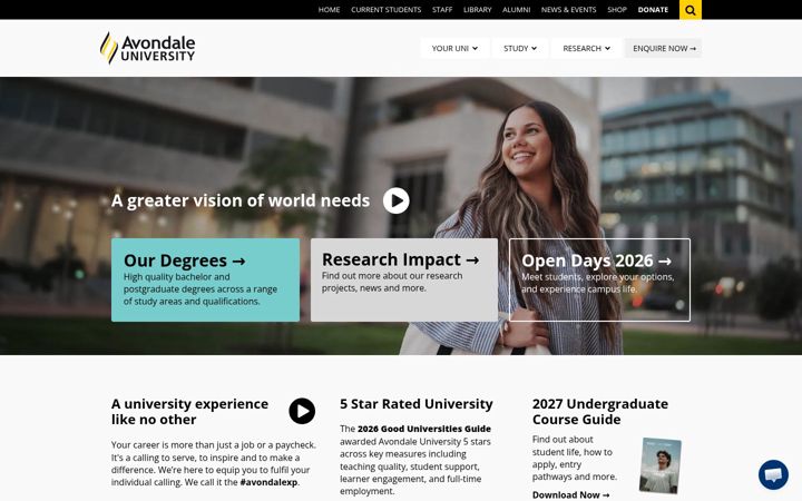 Screenshot of avondale.edu.au