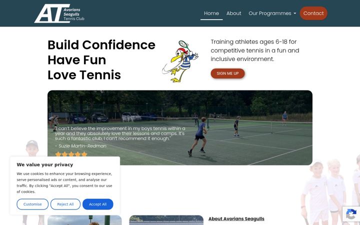 Screenshot of avorianstennis.co.uk