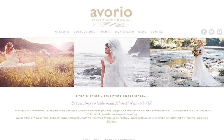 Screenshot of avoriobridal.co.uk