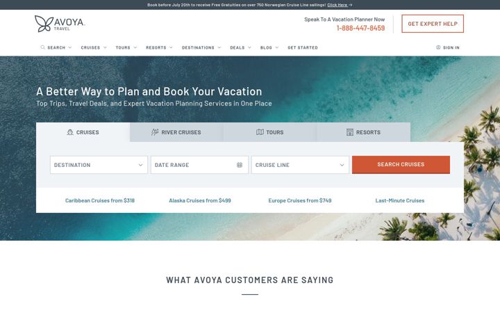 Екранна снимка на avoyatravel.com