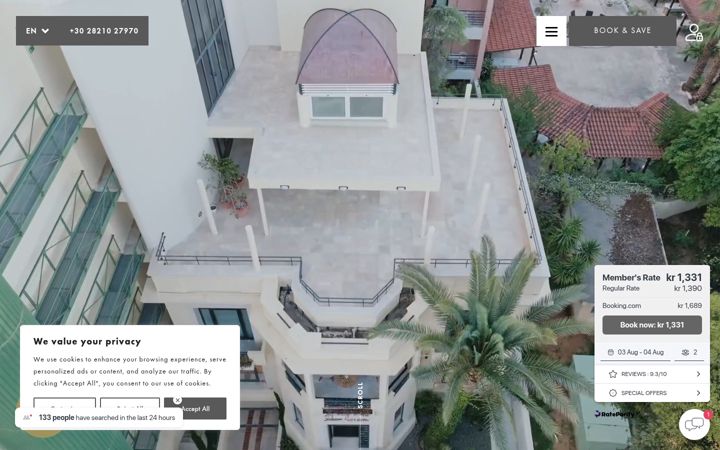 Snímek obrazovky avracityhotel.gr