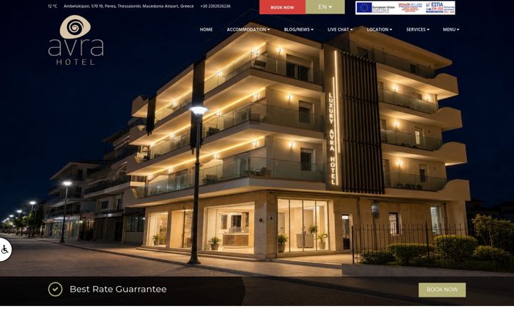 Snímek obrazovky avrahotelthessaloniki.gr