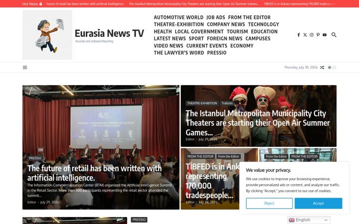 Screenshot of avrasyahabertv.net