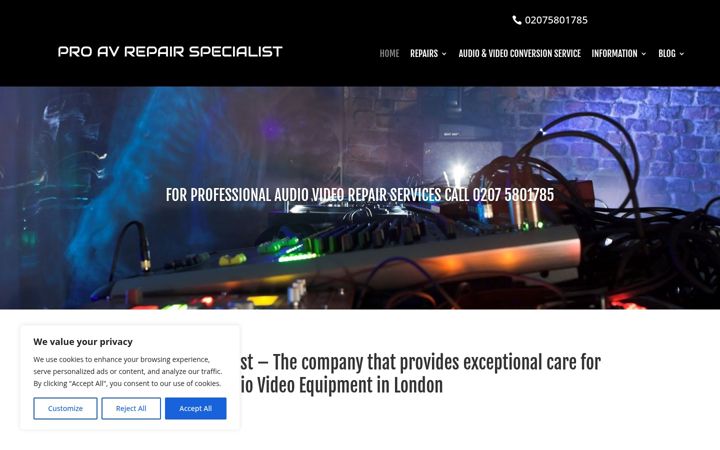 Screenshot of avrepairspecialist.com