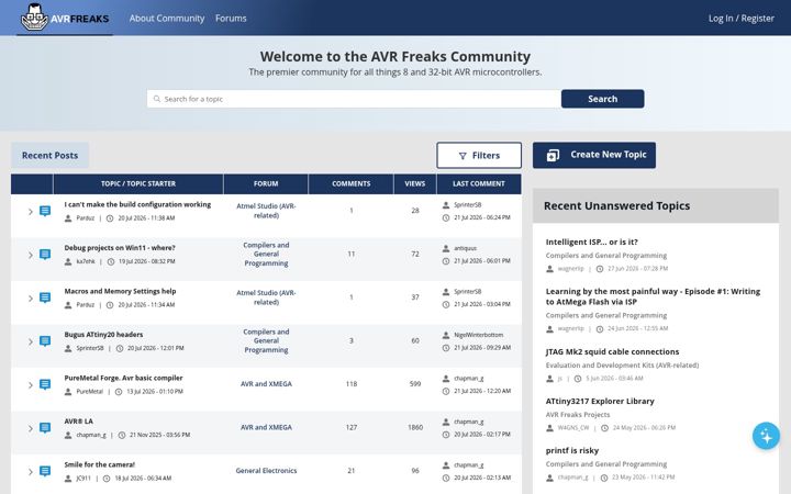 Screenshot of avrfreaks.net