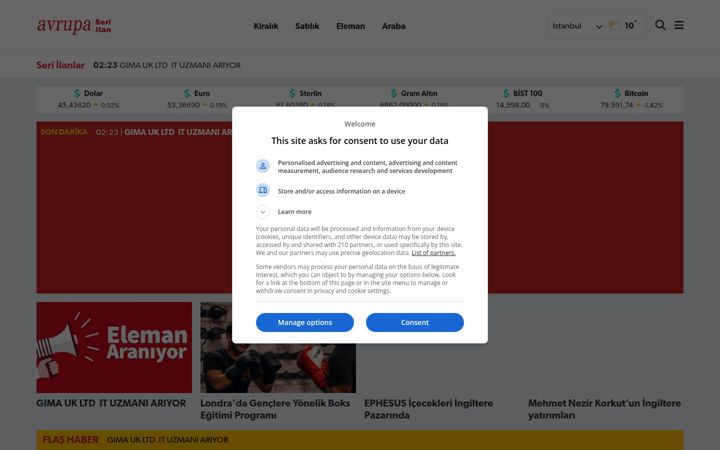 Screenshot of avrupaseriilan.com
