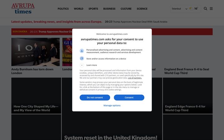 Screenshot of avrupatimes.com