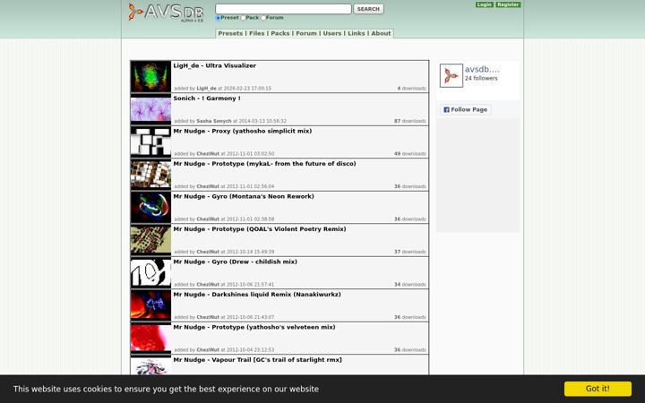 Screenshot of avsdb.net