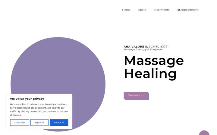 Screenshot of avsmassagehealing.com