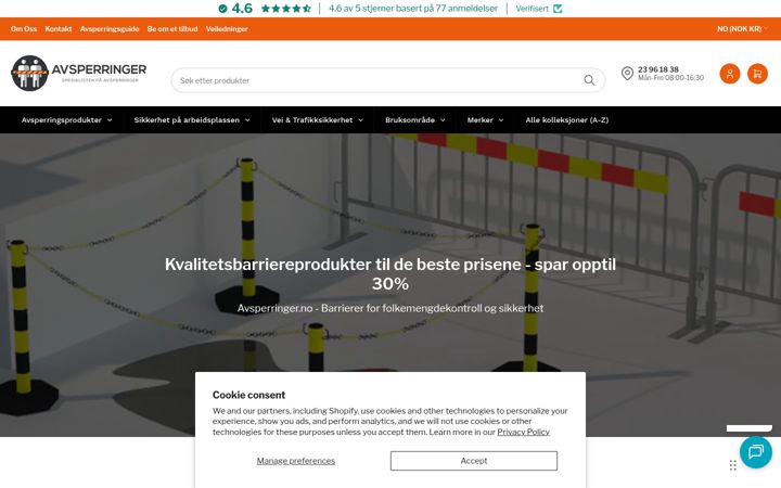 Screenshot of avsperringer.no