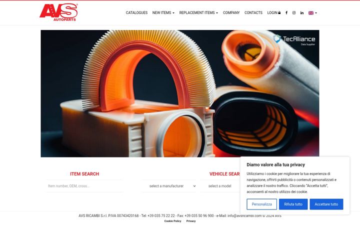 Screenshot of avsricambi.com