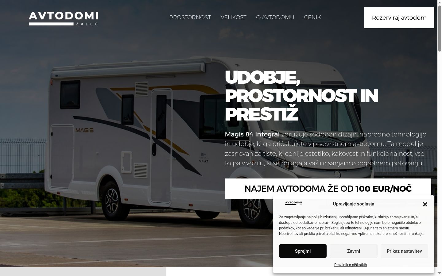 Screenshot del banner di consenso mostrato prima di qualsiasi interazione