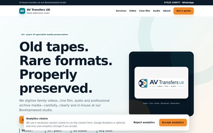 Screenshot of avtransfers.co.uk