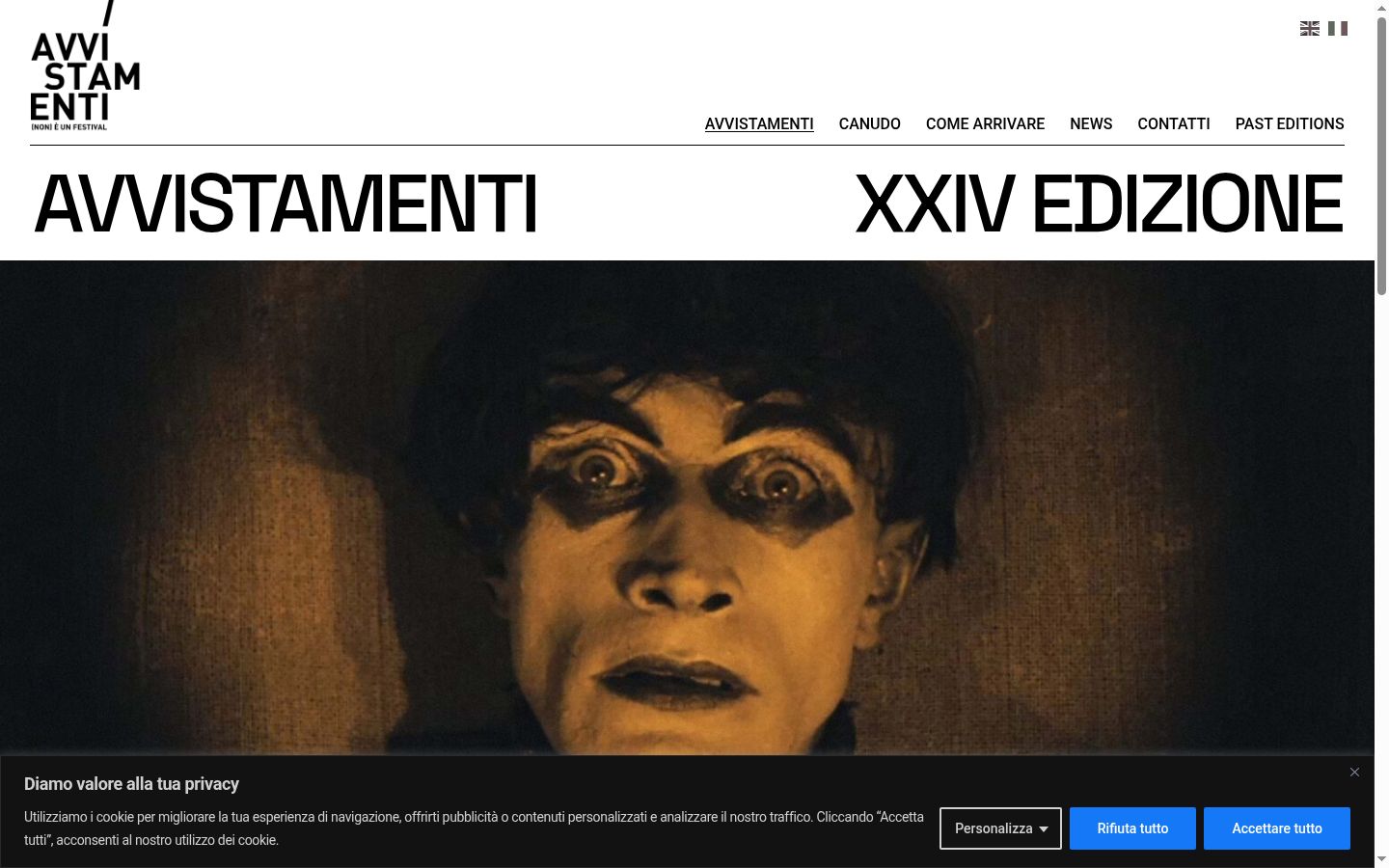 Screenshot del banner di consenso mostrato prima di qualsiasi interazione