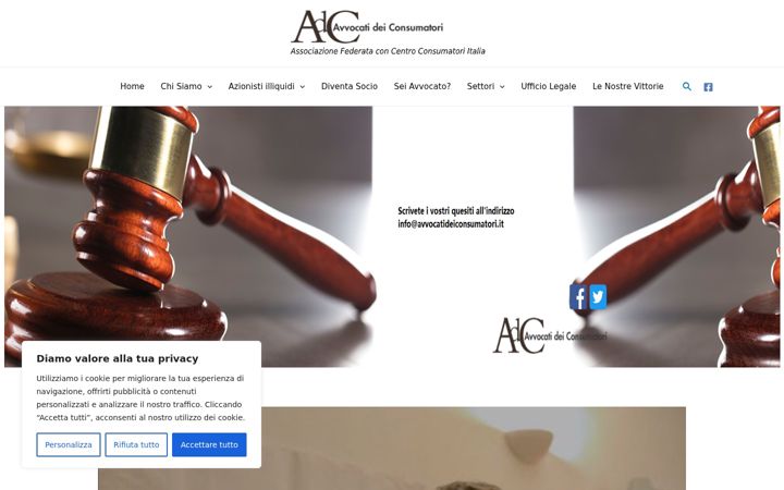 Captura de ecrã de avvocatideiconsumatori.it