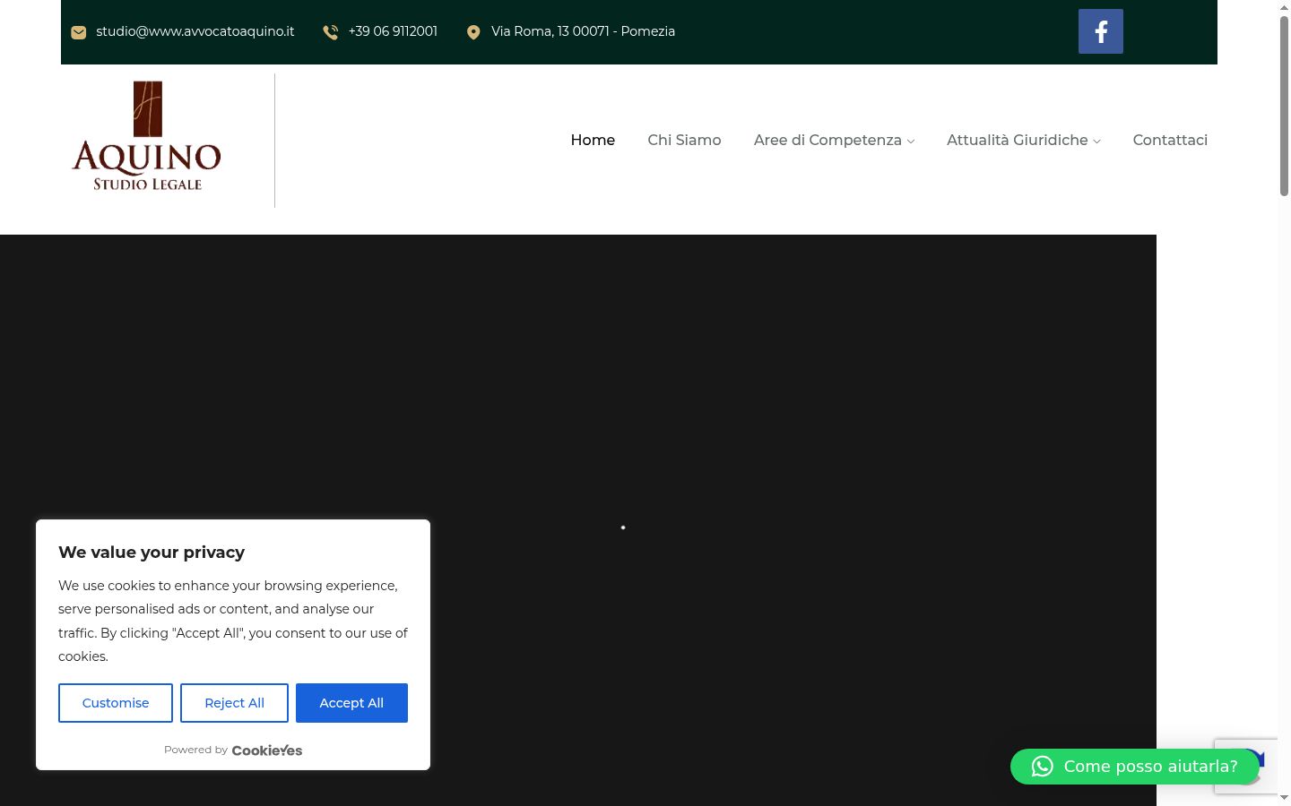 Captura de ecrã do banner de consentimento apresentado antes de qualquer interação