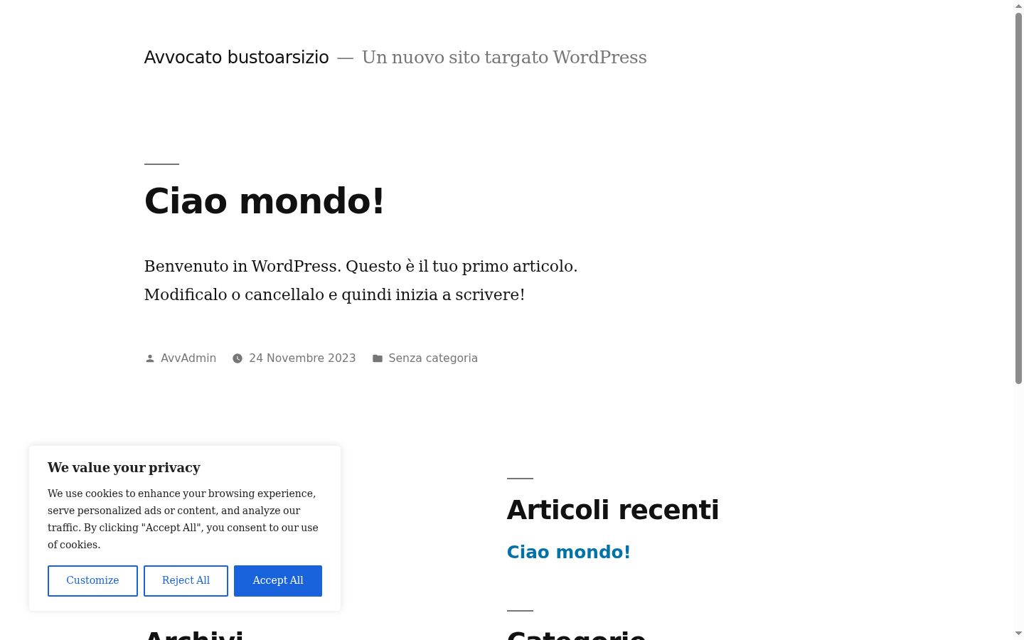 Captura de ecrã do banner de consentimento apresentado antes de qualquer interação