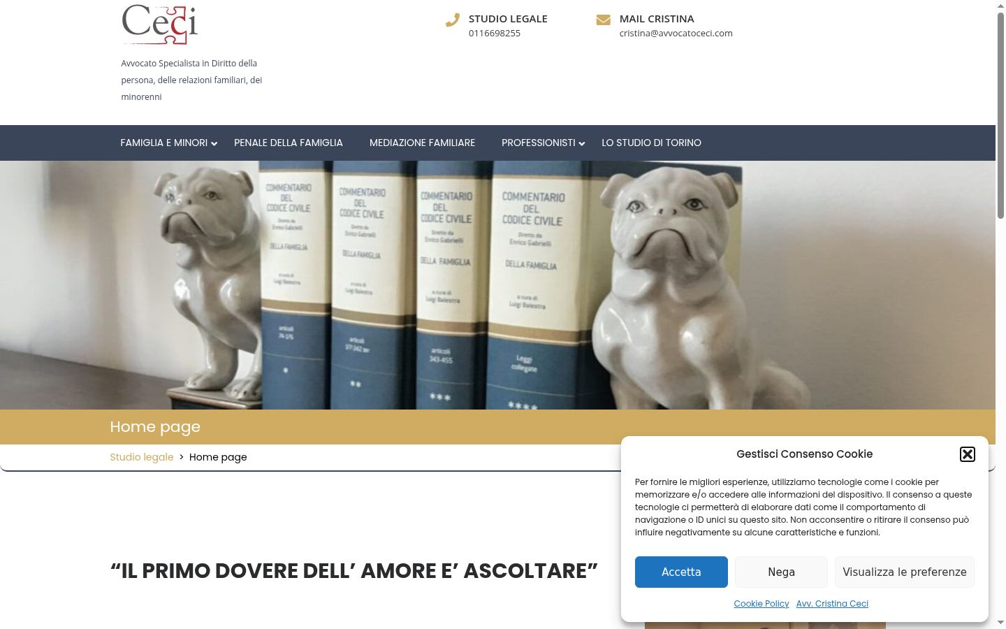 Screenshot del banner di consenso mostrato prima di qualsiasi interazione