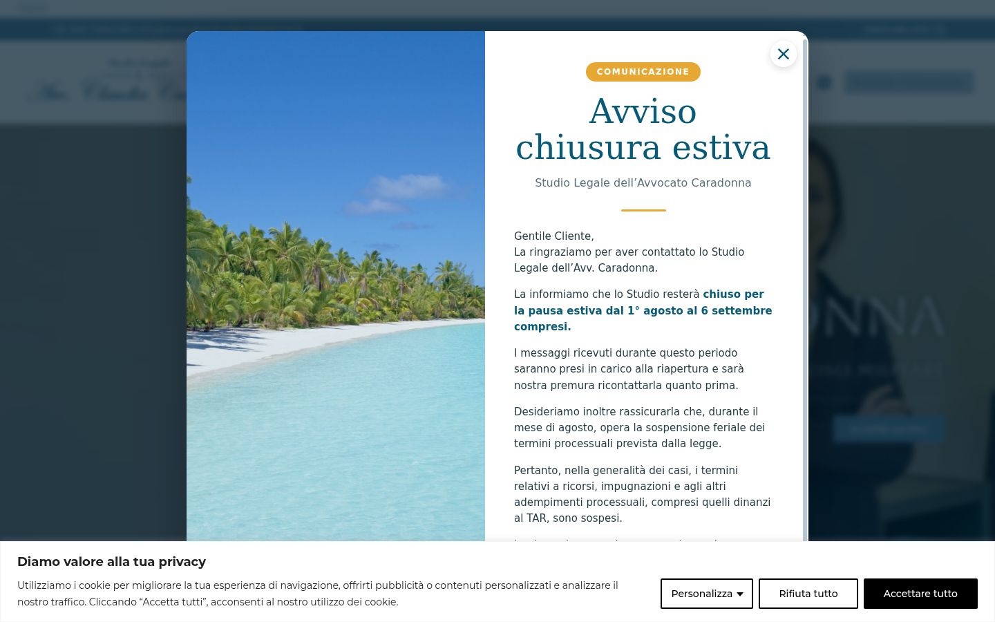 Captura de pantalla del banner de consentimiento mostrado antes de cualquier interacción