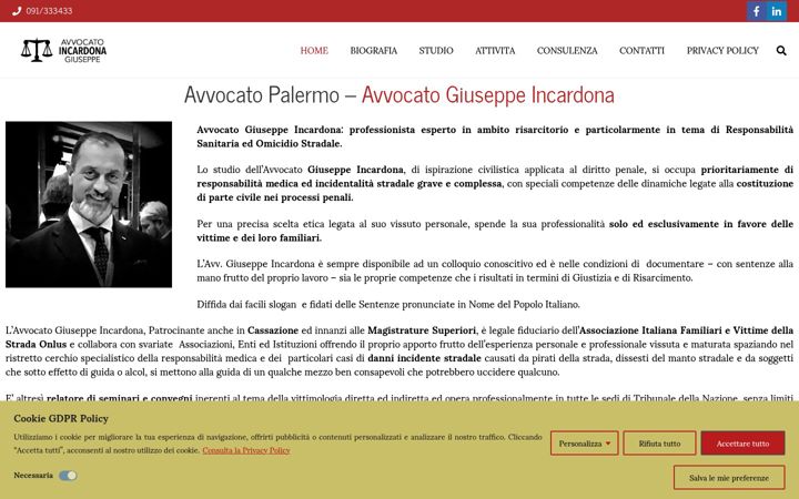Screenshot of avvocatogiuseppeincardona.com