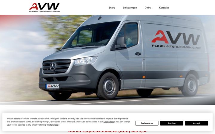 Screenshot von avw-transporte.de