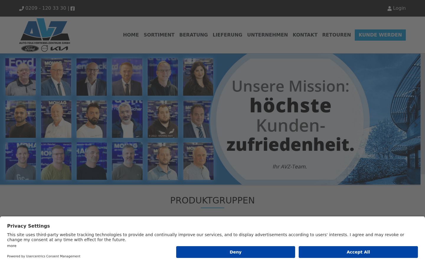 Screenshot des Einwilligungsbanners vor jeglicher Interaktion