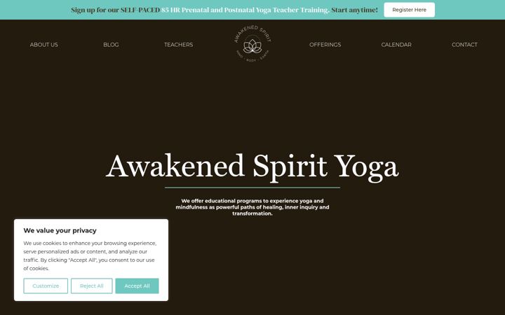 Screenshot of awakenedspirityoga.com