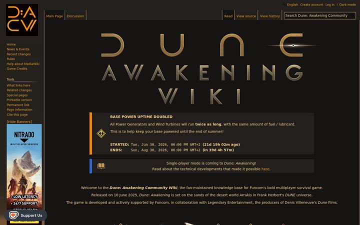 Screenshot of awakening.wiki