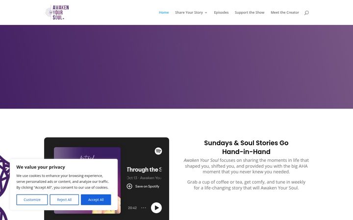 Screenshot of awakenyoursoulpodcast.com