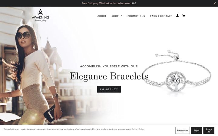 Screenshot of awakningjewelry.com