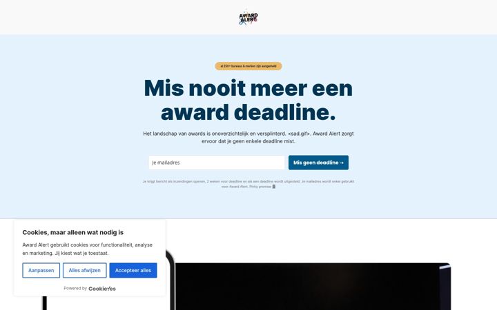 Екранна снимка на award-alert.nl