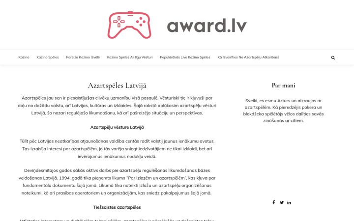 Screenshot of award.lv