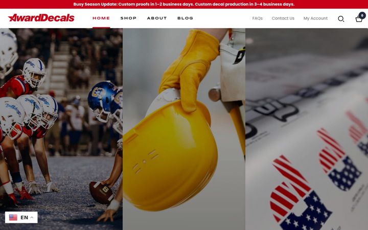 Screenshot of awarddecals.com