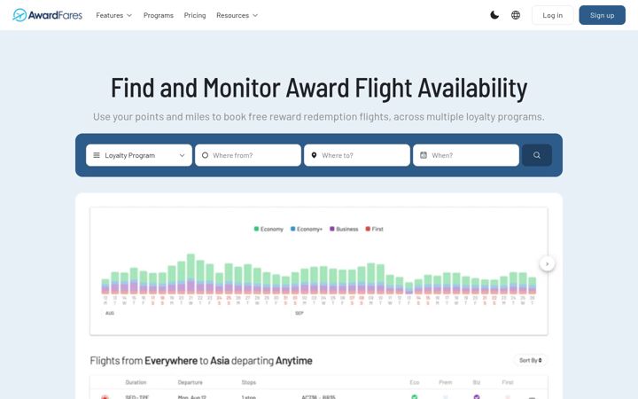 Screenshot of awardfares.com