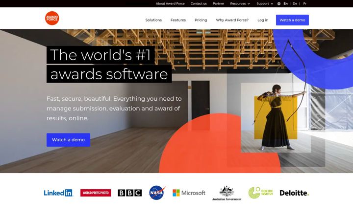 Screenshot of awardforce.com.au