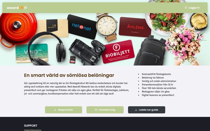 Screenshot of awarditrewards.se