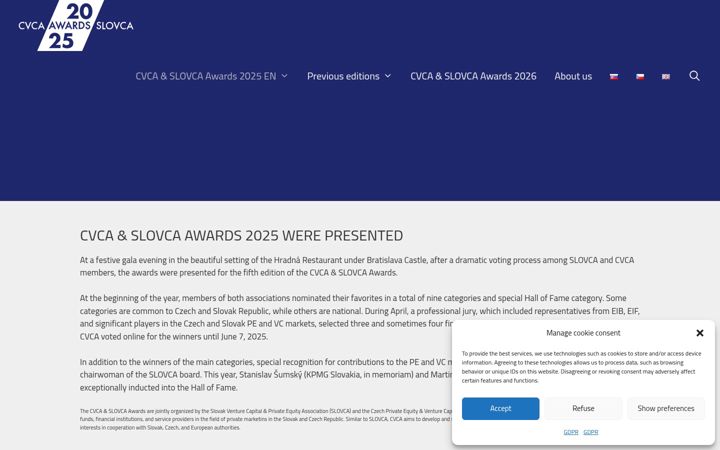Skjermbilde av awards2025.eu