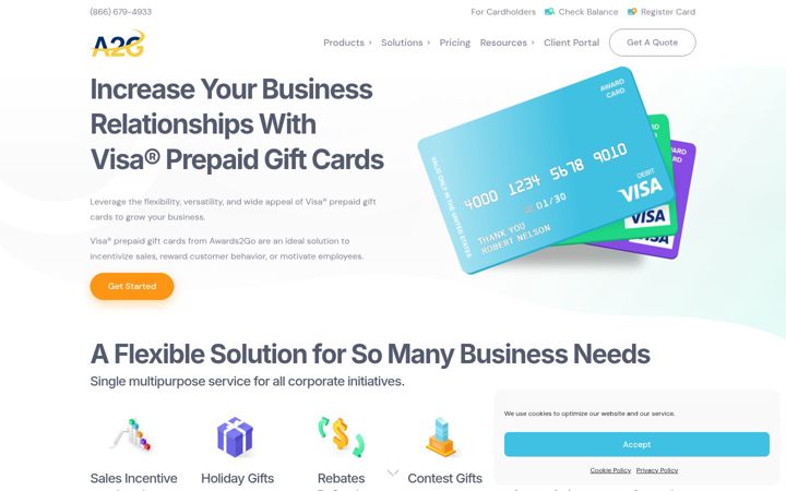 Екранна снимка на awards2go.net
