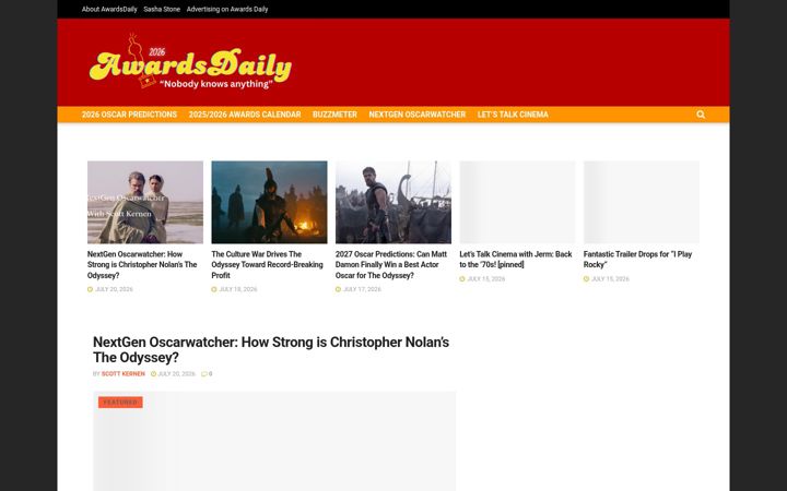 Screenshot of awardsdaily.com