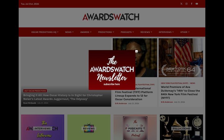 Screenshot of awardswatch.com