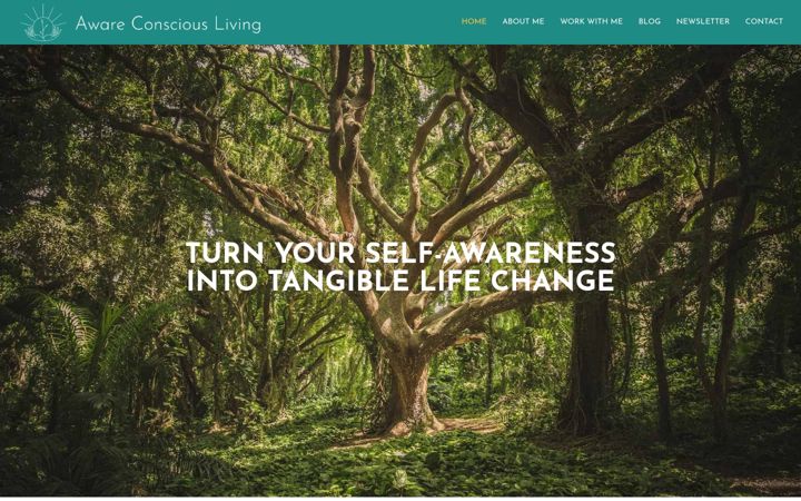 Screenshot of awareconsciousliving.com